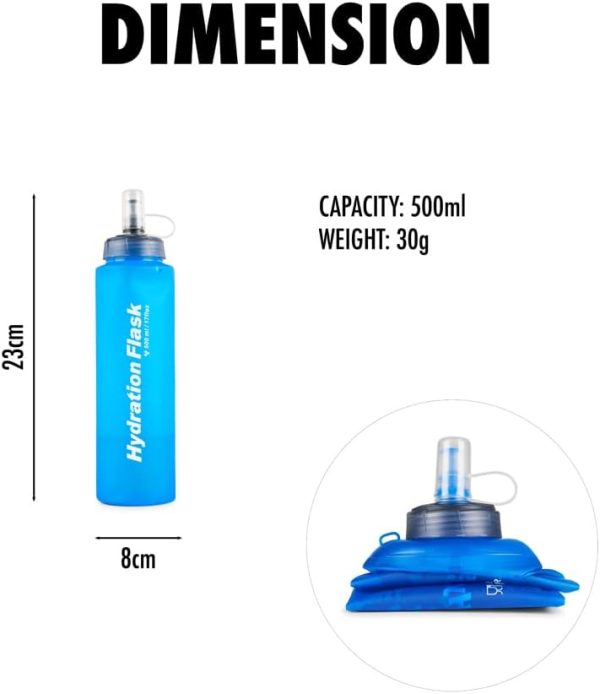 Botella de agua suave, plegable, suave, plegable, para ciclismo, maratón, correr, senderismo, libre de BPA, sin PVC, botella suave, bolsa reutilizable, botella de deporte, - Imagen 4