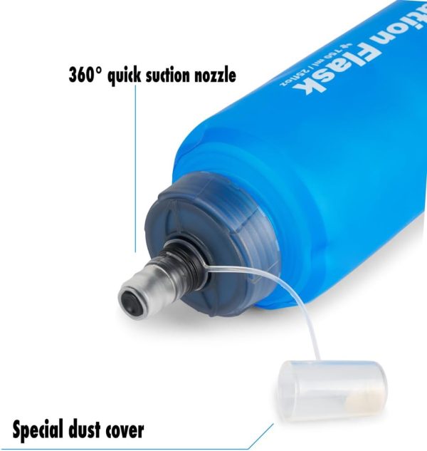 Botella de agua suave, plegable, suave, plegable, para ciclismo, maratón, correr, senderismo, libre de BPA, sin PVC, botella suave, bolsa reutilizable, botella de deporte, - Imagen 5