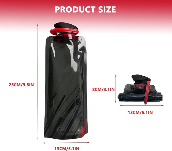 Cosyhav Botella de agua plegable, paquete de 2 botellas de agua plegables de 700 ml para senderismo, correr, ciclismo y montañismo, botella de agua portátil para correr, a prueba de fugas y ligera - Imagen 3
