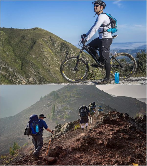 Cosyhav Botella de agua plegable, paquete de 2 botellas de agua plegables de 700 ml para senderismo, correr, ciclismo y montañismo, botella de agua portátil para correr, a prueba de fugas y ligera - Imagen 5