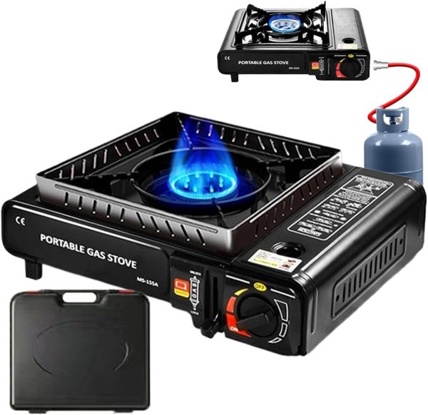 Estufa De ga s Portátil De Doble Combustible Portátil- Hornillo De Gases Con Maletín De Transporte Estufa De Camping Portátil, Quemador Portátil Para Uso Doméstico De Fiesta