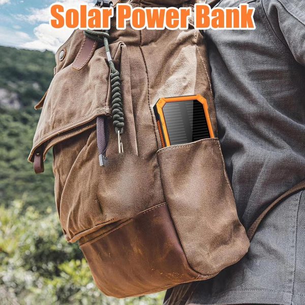 Banco de energía solar, cargador portátil, cargador inalámbrico de 10000 mAh, resistente, de 16 x 8 x 1,7 cm, con linterna para viajes y acampadas. - Imagen 3