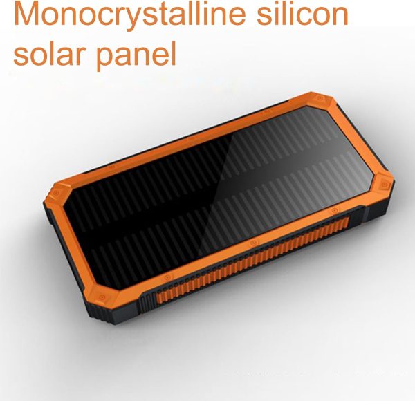 Banco de energía solar, cargador portátil, cargador inalámbrico de 10000 mAh, resistente, de 16 x 8 x 1,7 cm, con linterna para viajes y acampadas. - Imagen 4