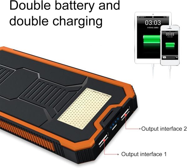 Banco de energía solar, cargador portátil, cargador inalámbrico de 10000 mAh, resistente, de 16 x 8 x 1,7 cm, con linterna para viajes y acampadas. - Imagen 5
