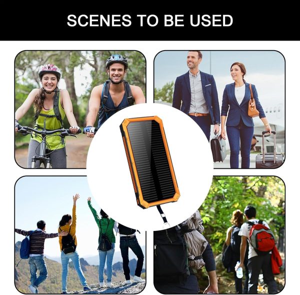 Banco de energía solar, cargador portátil, cargador inalámbrico de 10000 mAh, resistente, de 16 x 8 x 1,7 cm, con linterna para viajes y acampadas. - Imagen 6
