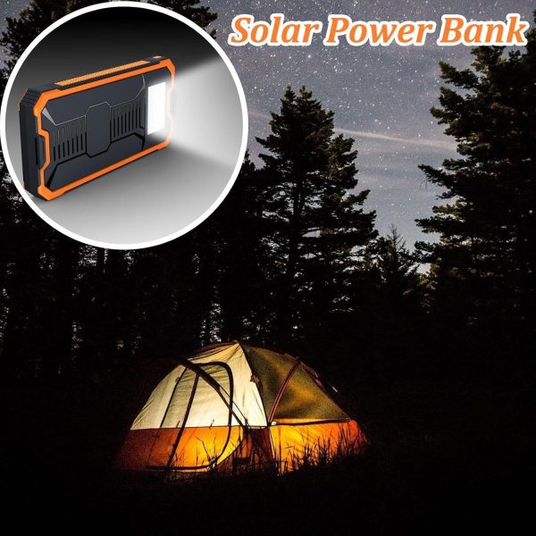 Banco de energía solar, cargador portátil, cargador inalámbrico de 10000 mAh, resistente, de 16 x 8 x 1,7 cm, con linterna para viajes y acampadas. - Imagen 7